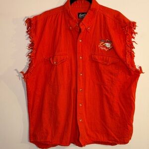 2008 Daytona Bike Week Orange Sleeveless Button-Up Shirt Tank Top Men’s XXL 2XL